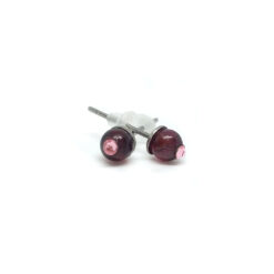 Gránát - bedugós ásvány fülbevaló Swarovski strasszkővel díszítve
