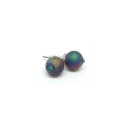 Matt titán achát - bedugós ásvány fülbevaló Swarovski strasszkővel díszítve