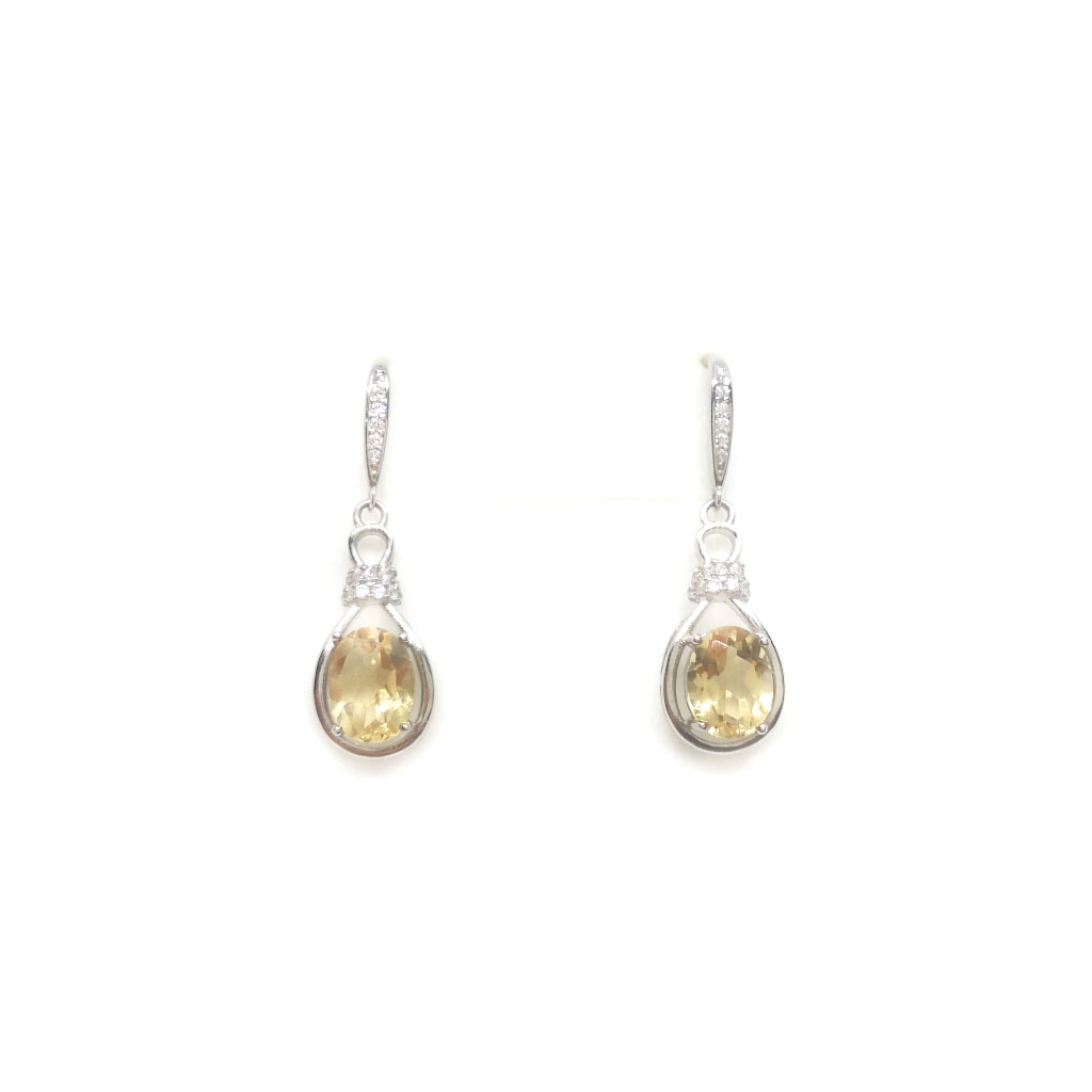 Citrin ásvány ezüst fülbevaló