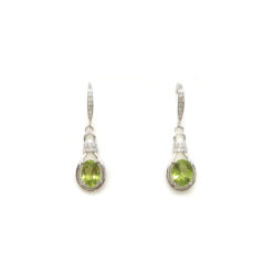 Olivin ásvány ezüst fülbevaló