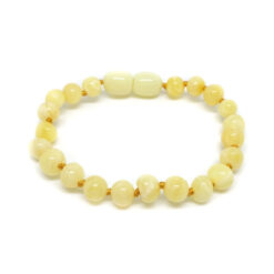 Fogzás fájdalmait enyhítő - baba borostyán ásvány karkötő méz színben