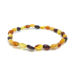 Gyulladáscsökkentő, öngyógyítást támogató – borostyán ásvány karkötő vegyes színben